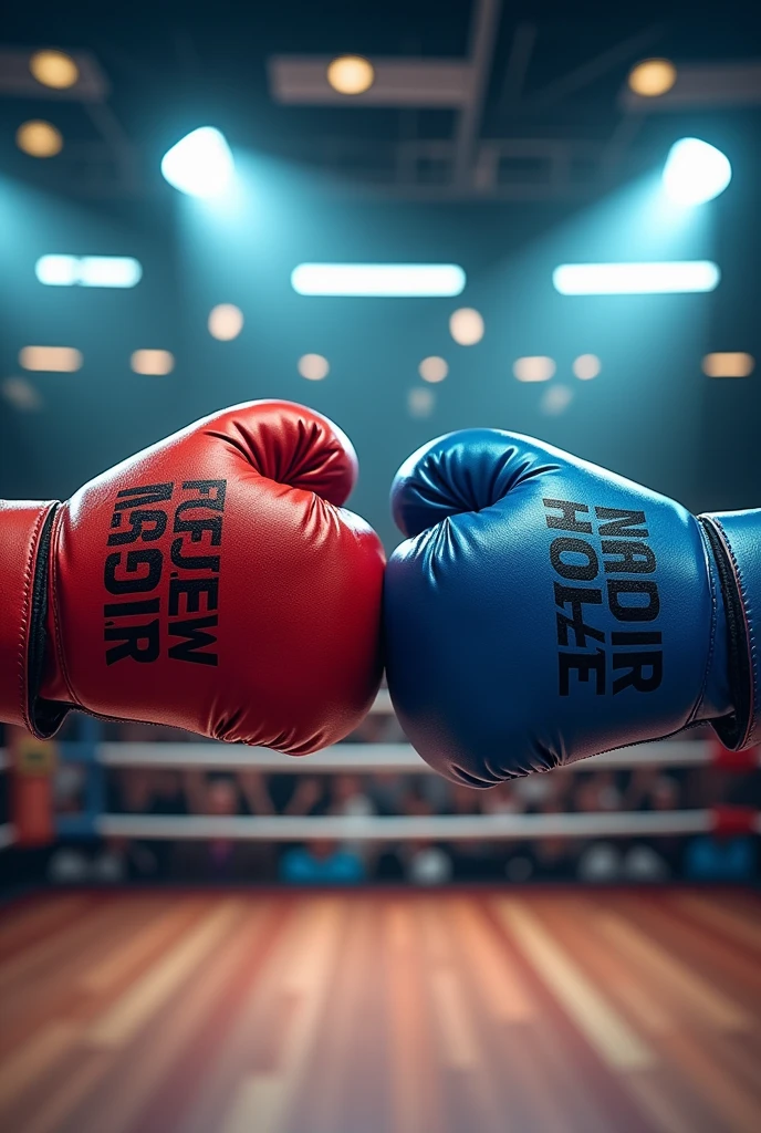 FIGHT AGENCY written on the red and blue boxing gloves