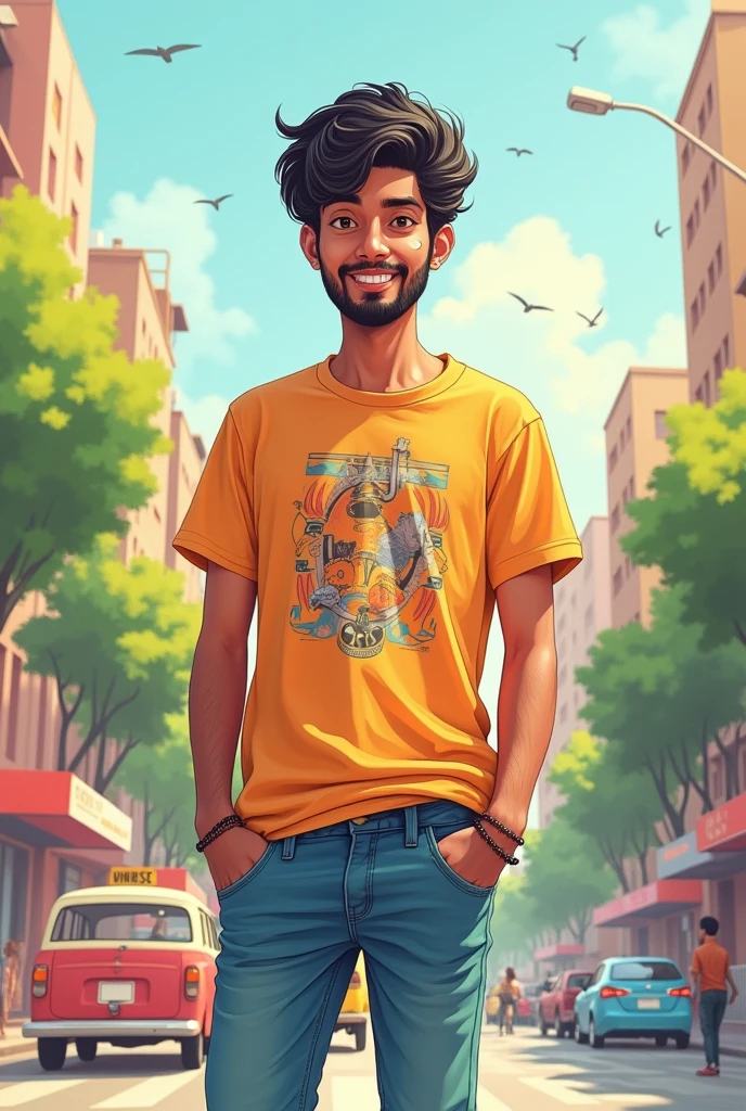 Simple drawing of 21 year old boy indian