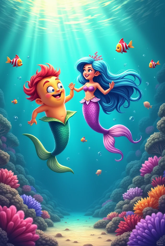 social token playing with mermaid