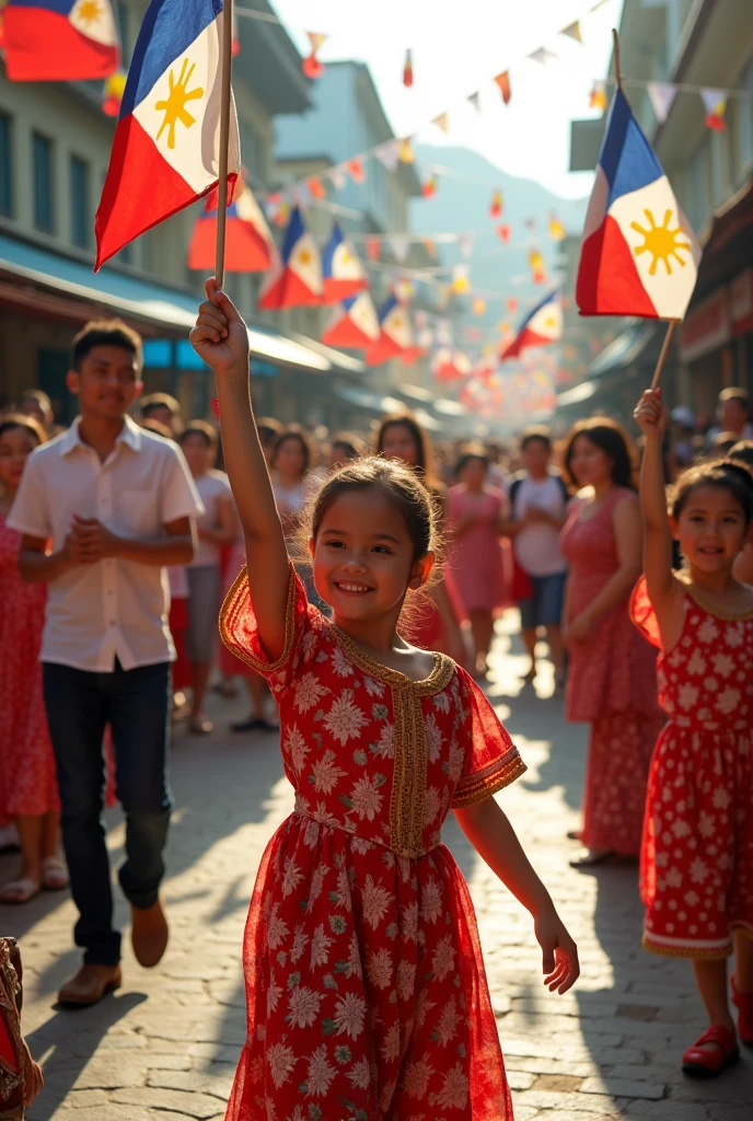 Filipinos having a independence on their country having a celebration and flexing their culture