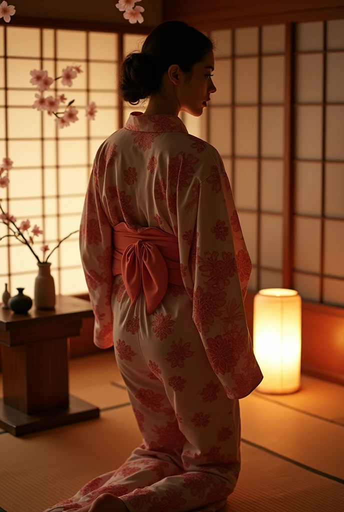 Japanese-style room Sex lure American older sister kimono There is a lot of exposed skin