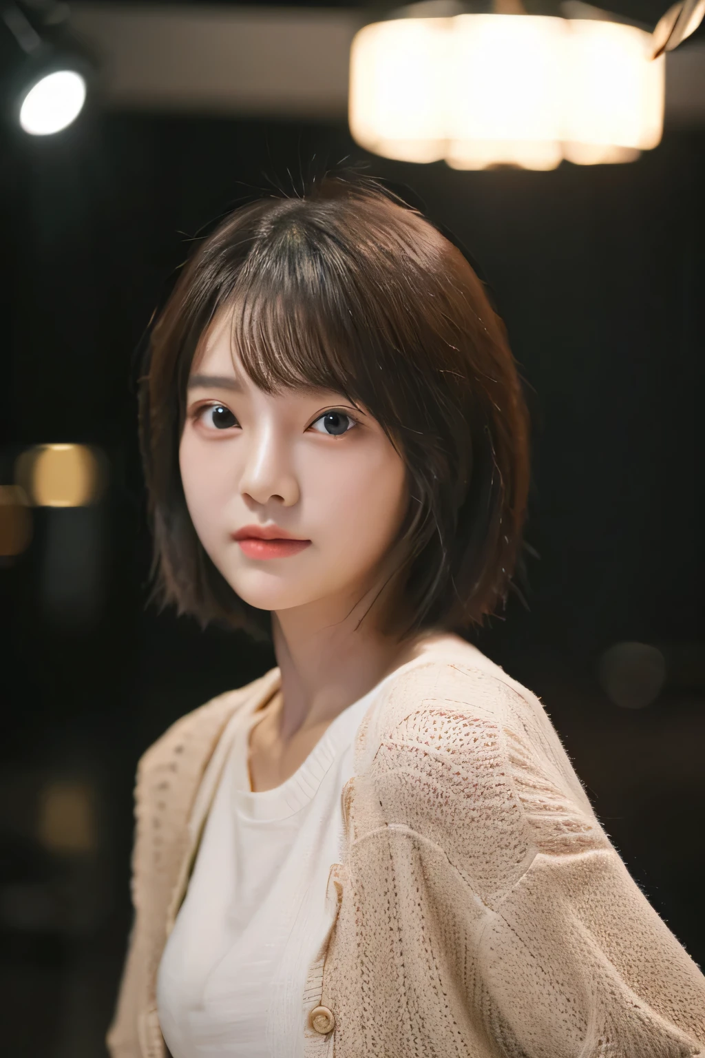 a cute korean girl student model, detailed face, short hair, wearing casual clothes, studio lighting, department store background, (best quality,4k,8k,highres,masterpiece:1.2),ultra-detailed,(realistic,photorealistic,photo-realistic:1.37)