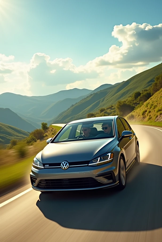A vw grey golf on the way