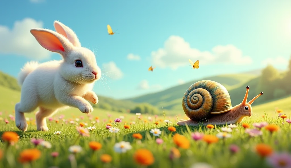 Ricky the rabbit dash so quickly while racing and sammy the snail left behind