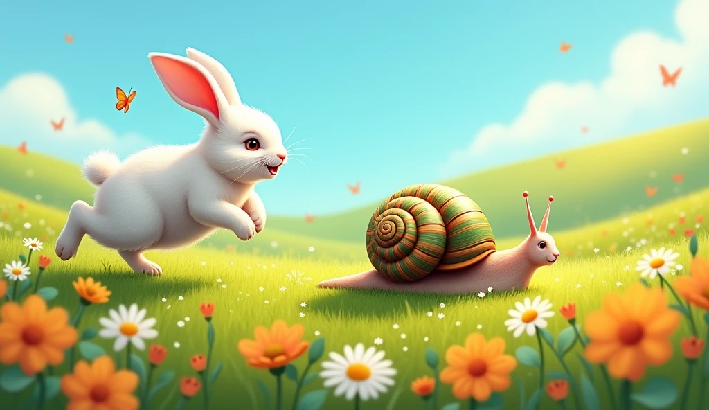 Ricky the rabbit dash so quickly while racing and sammy the snail left behind