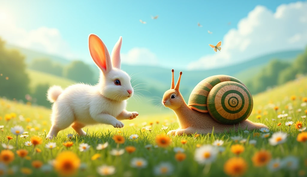 Ricky the rabbit dash so quickly while racing and sammy the snail left behind
