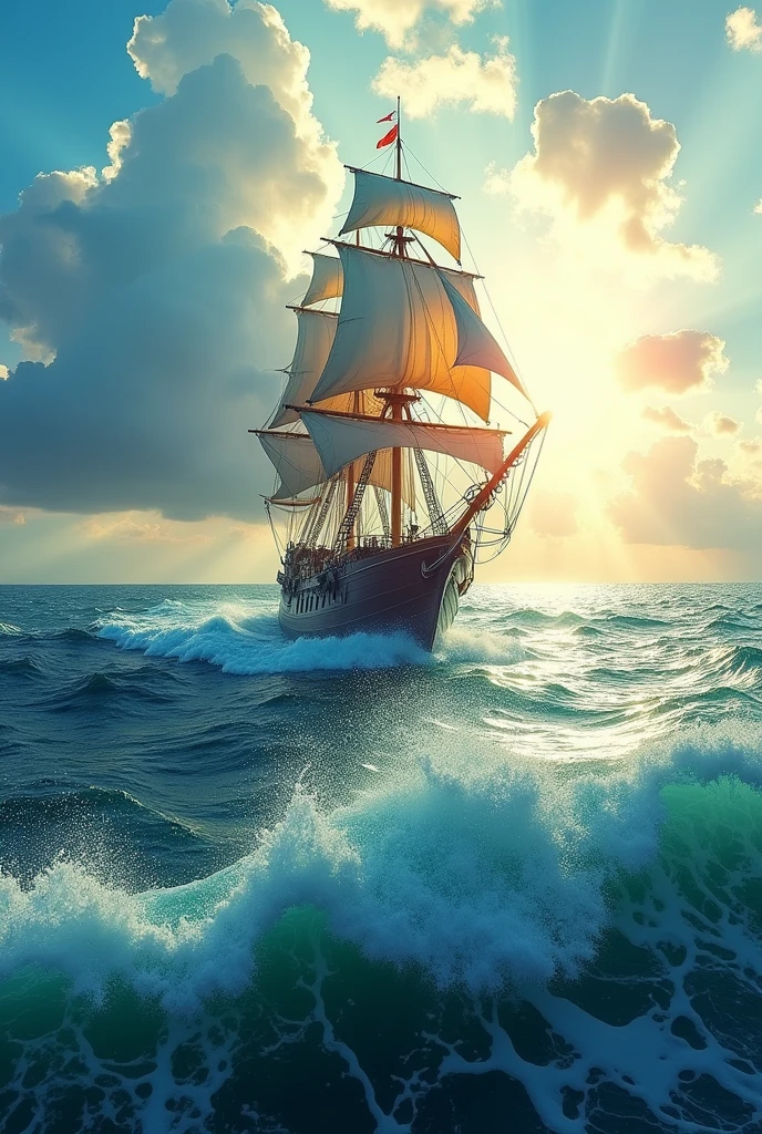 Channel logo animation with a dynamic ocean view background and a vintage ship sailing in the distance.”
