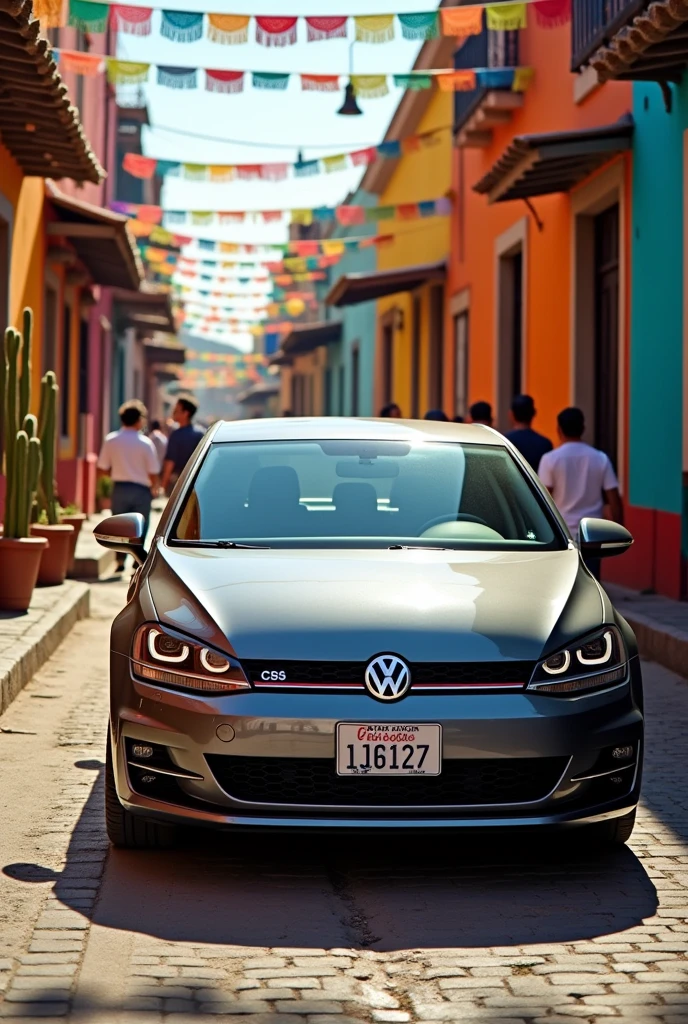 A vw grey golf on the street of mexico