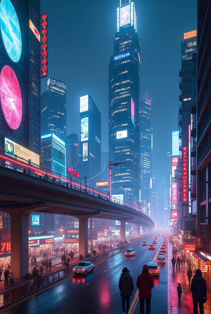 Tokyo has been turned into a cyber city, and a highway has been built in front of the Yaesu exit of Tokyo Station. Night view of the metropolis.