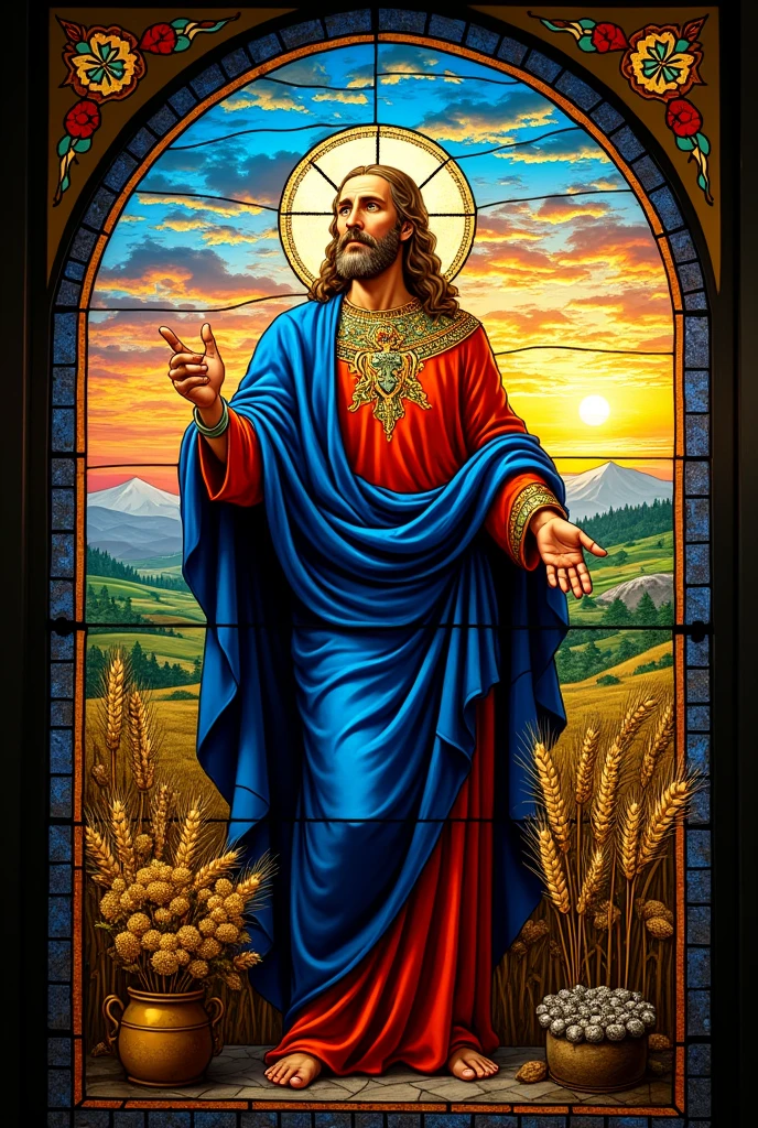 Patron saint isidore mosaic window
