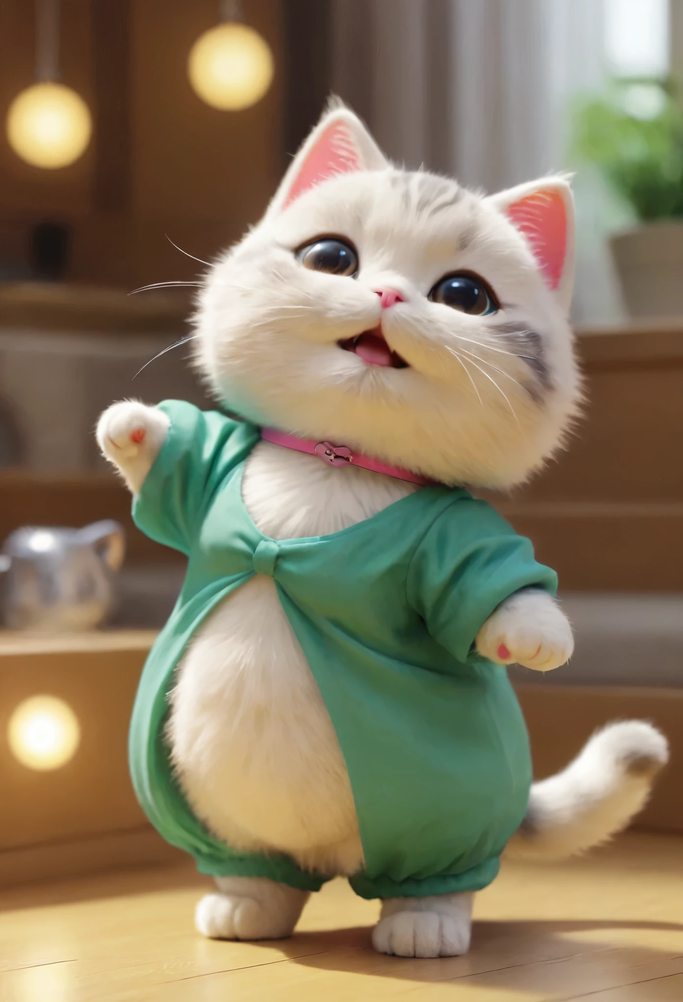 masterpiece, hightquality, cute cat is dancing,meloncat