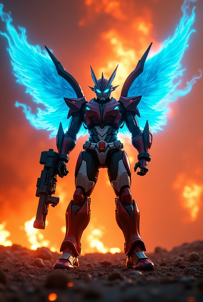 fire. Reinforcement suit. gatling gun. fire타는 도시. kamen rider. Blue Flame Wings