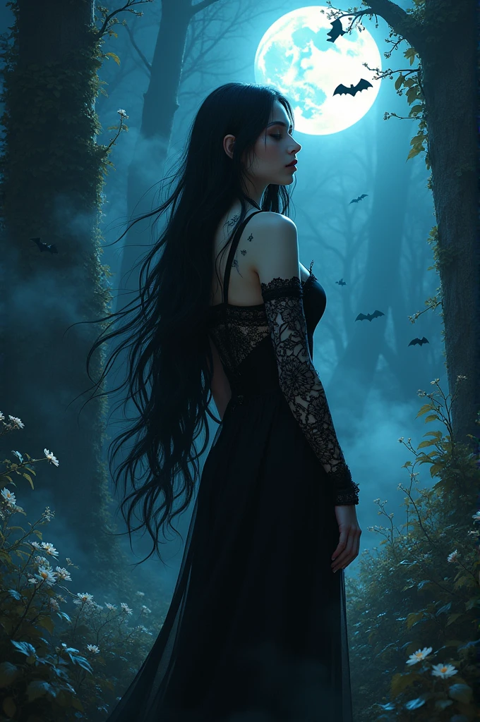 I surrender to the spirit of the night, the darkness is my lover, digital art