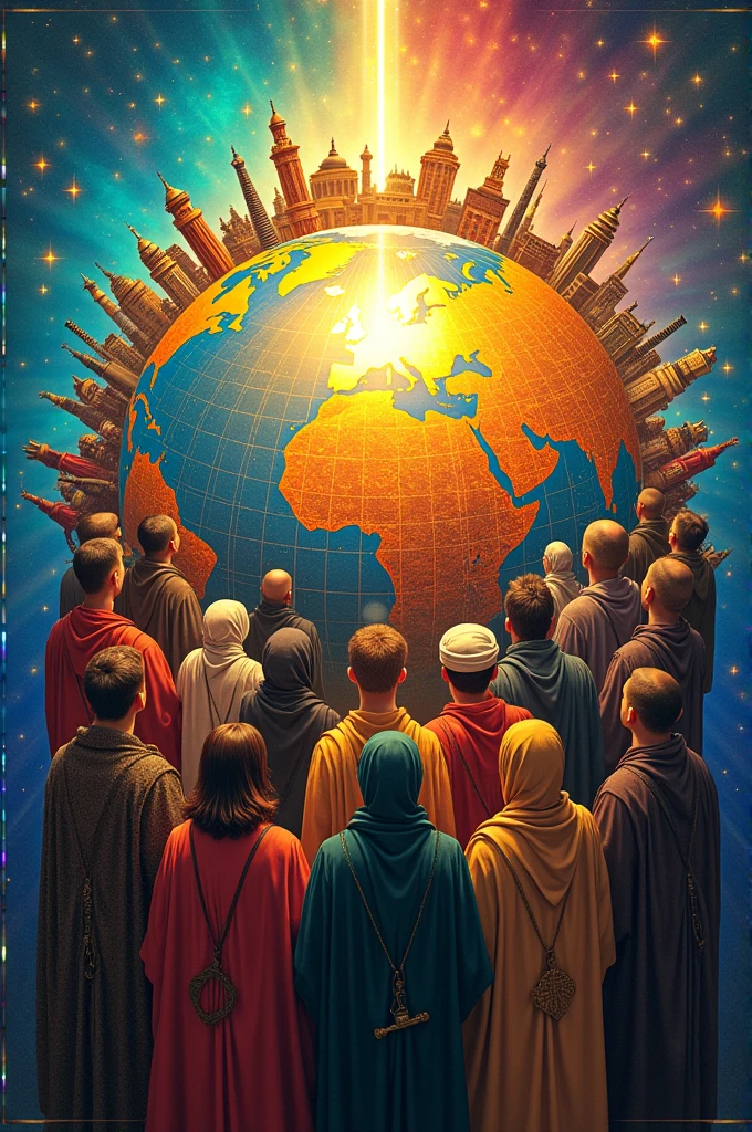 Make a poster showing religion in the globalized world