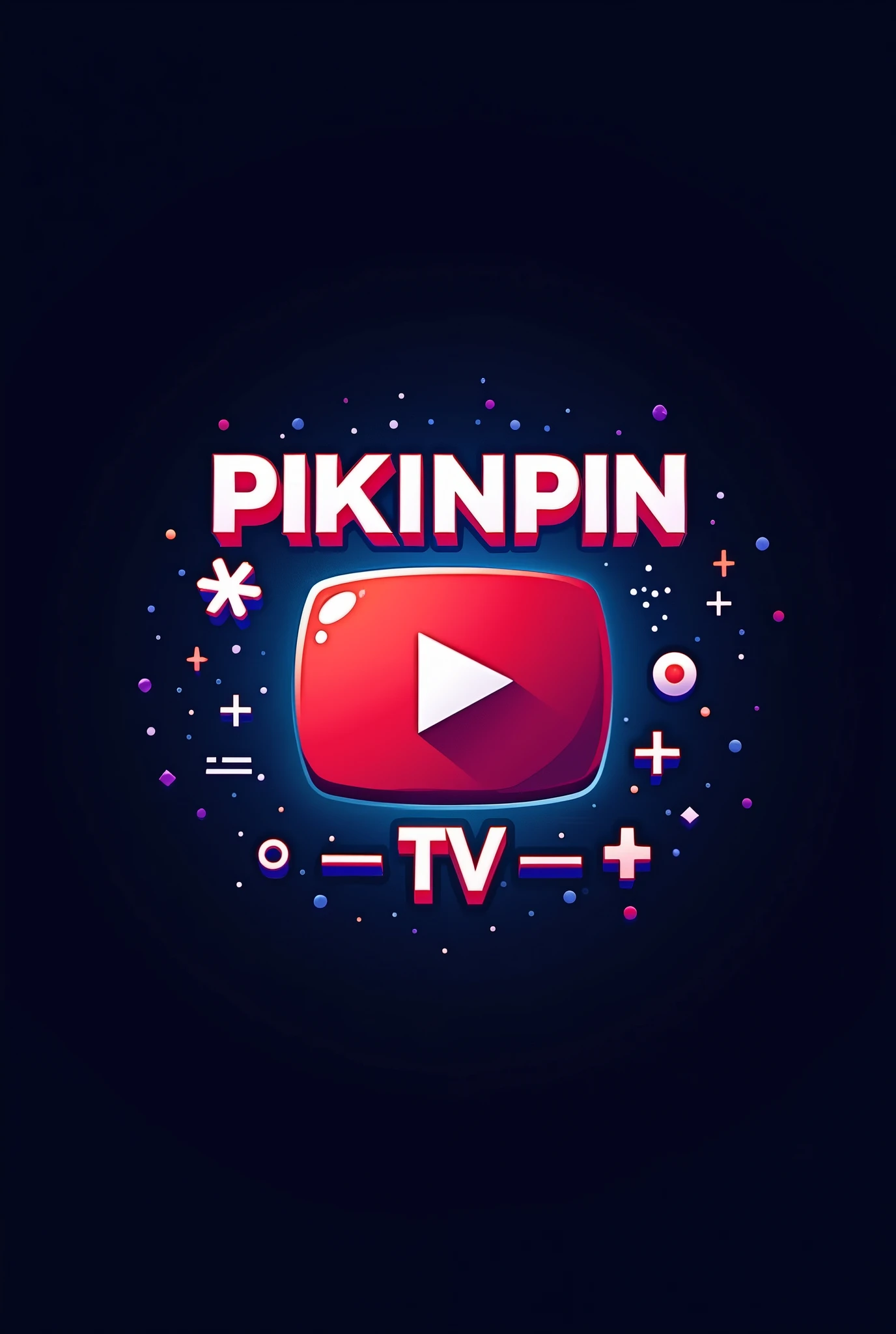 create a professional selling logo of PIKINPIN TV, with YouTube logo ,watch,like 