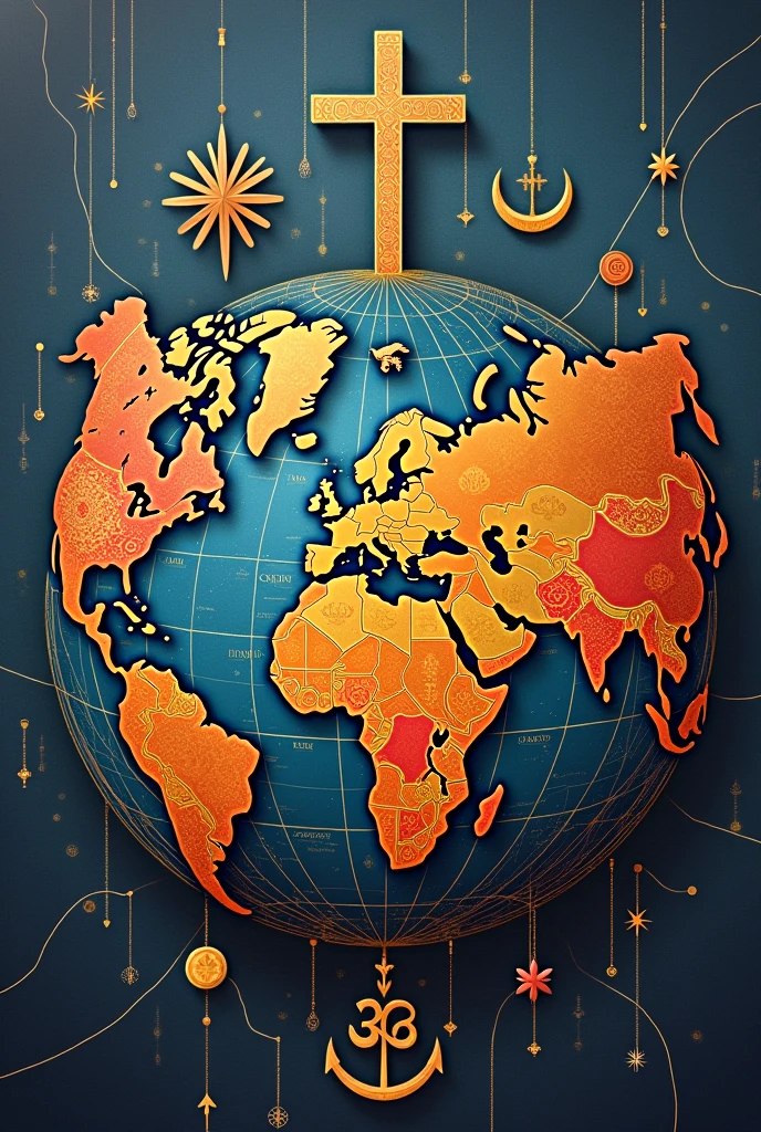 Make a poster showing religion in the globalized world make it look like it was not made by ai