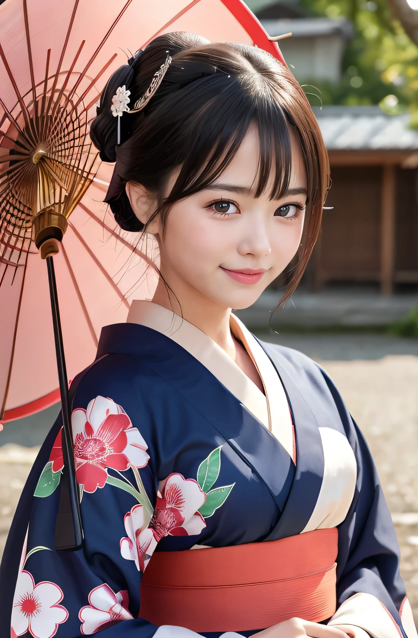 very cute girl, super cute face,clear attractive eyes, detailed Beautiful eyes,smiling, realistic photograph,gorgeous flamboyantly colored apprentice geisha costume,
apprentice geisha costume,very beautiful kimono,
Costume lighting