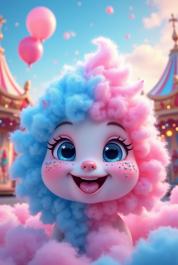 Cotton candy illustration face
