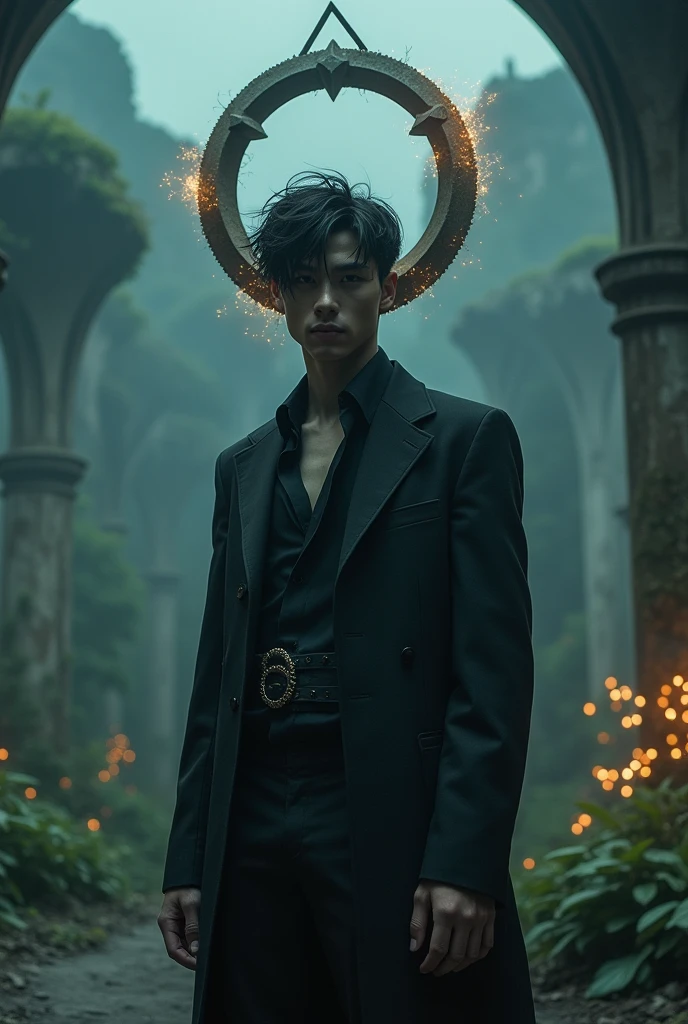 Kai is a male character with black hair and a broken triangle halo ring. He has no emotions or feelings.