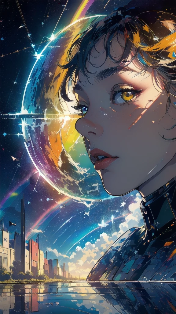 (((masterpiece, highest quality))),(((solo:1.2))),(((1girl:1.2))),32k wallpaper, very detailed, poster, vintage science fiction,(((((geometric cinematic movie poster))))), ((((bauhaus)))),(((abstract))),((((mid century modern)))),(((((portfolio))))),(((((Close-up))))),(((((bust up))))),((((more various angle)))),(((highlight))),((((heterochromia)))),(((complete. detailed face))),(((Extremely talented))),(((most complecated machine))),(((Overall colorfully))),((((((Absolutely Fantastic background)))))),(((amazing huge rainbow))),(((reflection eternal)))