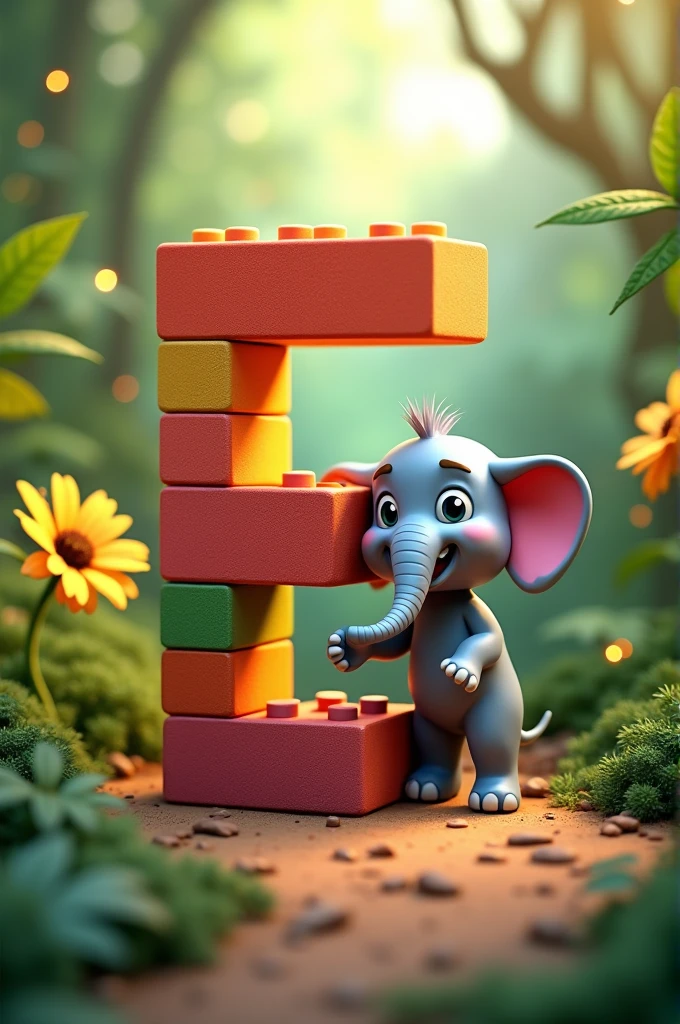 Create an animated image for alphabet E and an talking Elephant with animation 3D