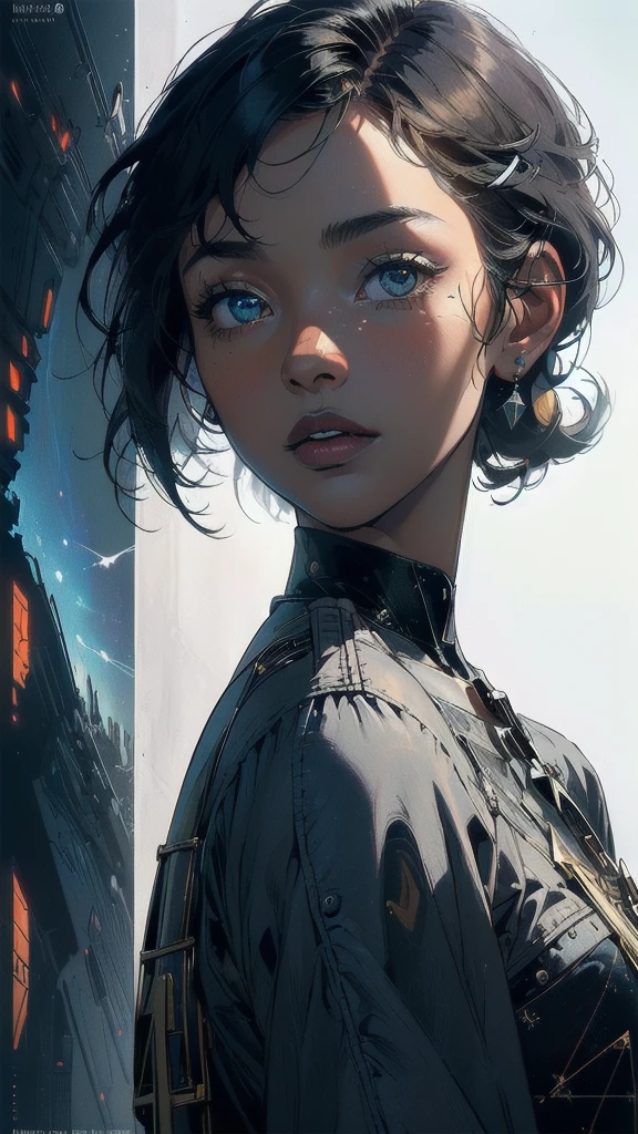 (((masterpiece, highest quality))),(((solo:1.2))),(((1girl:1.2))),32k wallpaper, very detailed, poster, vintage science fiction,(((((geometric cinematic movie poster))))), ((((bauhaus)))),(((abstract))),((((mid century modern)))),(((((portfolio))))),(((((Close-up))))),(((((bust up))))),((((more various angle)))),(((highlight))),((((heterochromia)))),(((complete. detailed face))),(((Extremely talented))),(((most complecated machine))),(((Overall colorfully))),((((((Absolutely simple background)))))),(((great black skin woman))),(((great Traveler)))