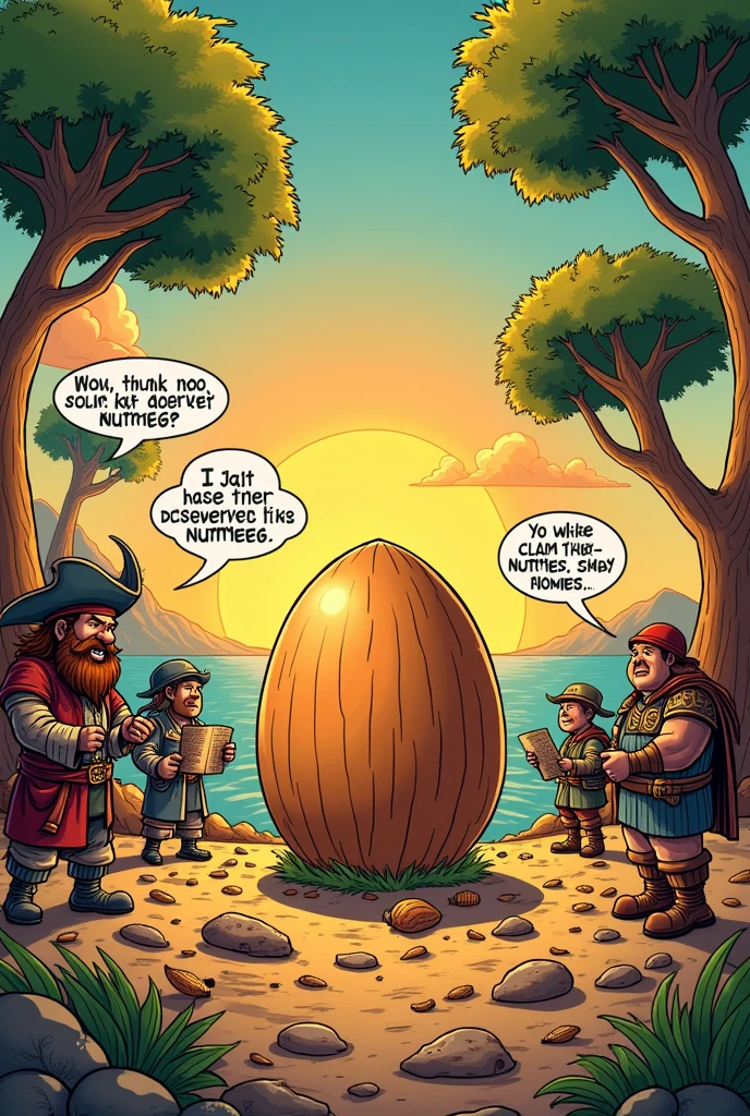 Make a comic about the nutmeg that the world is fighting over
