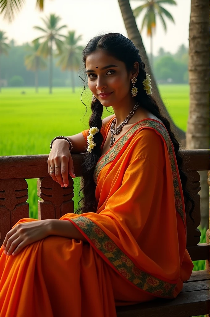 Monalisa wearing kerala saree and sitting