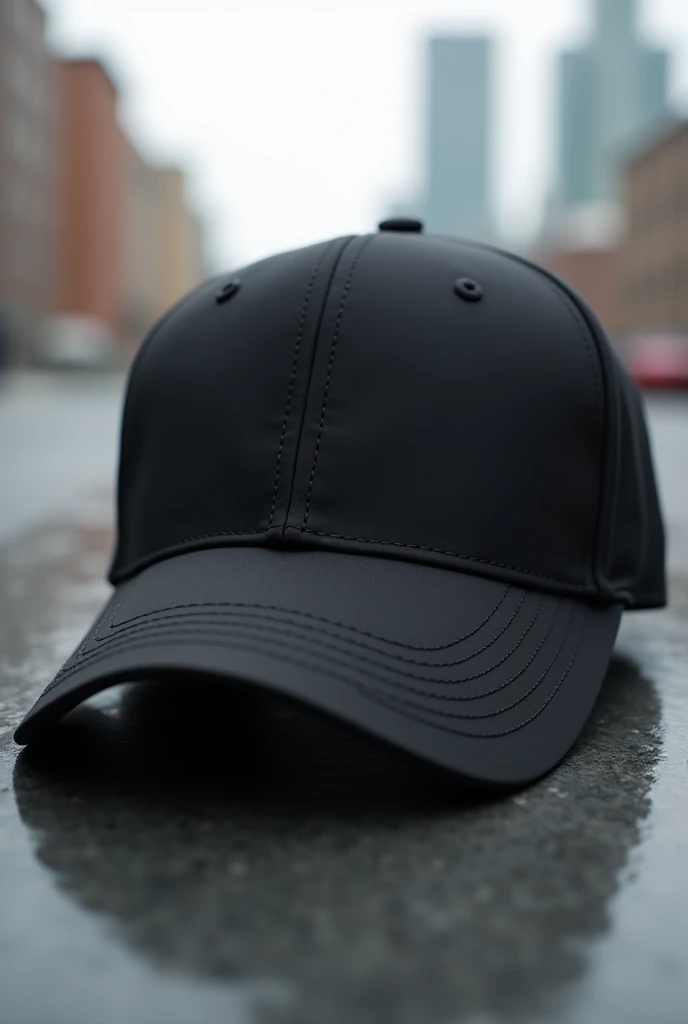 Minimalist black baseball cap design