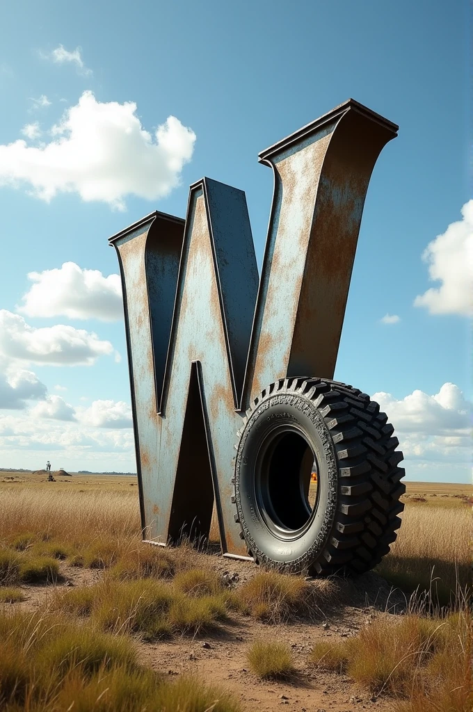 W with a tire