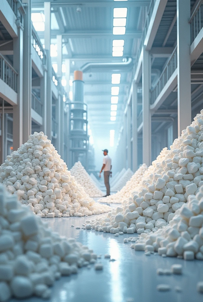 White sugar factory lots of sugar cube
