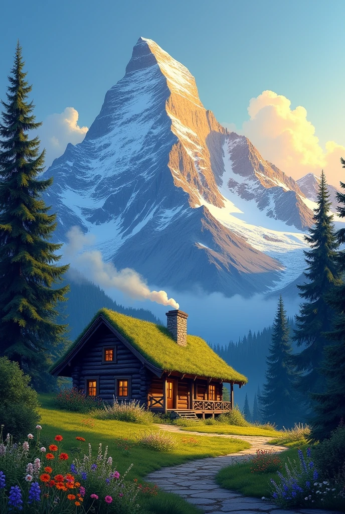 Mountain and a hut 