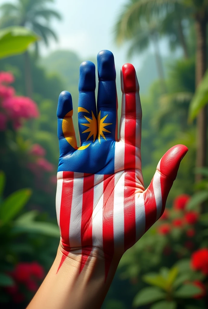 Malaysia flag painted on hand