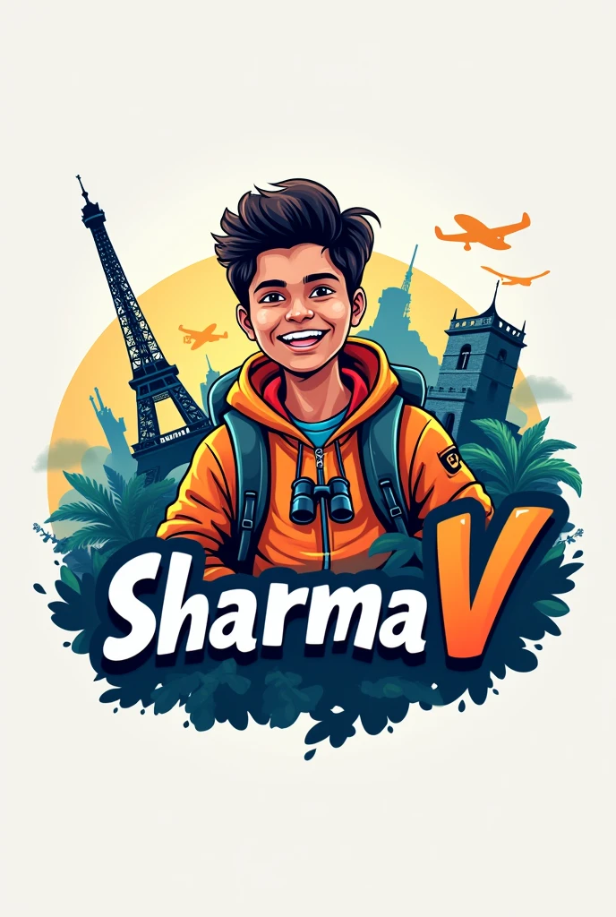 Sharma v in a tittle 
 YouTube channel logo for exploring the world 