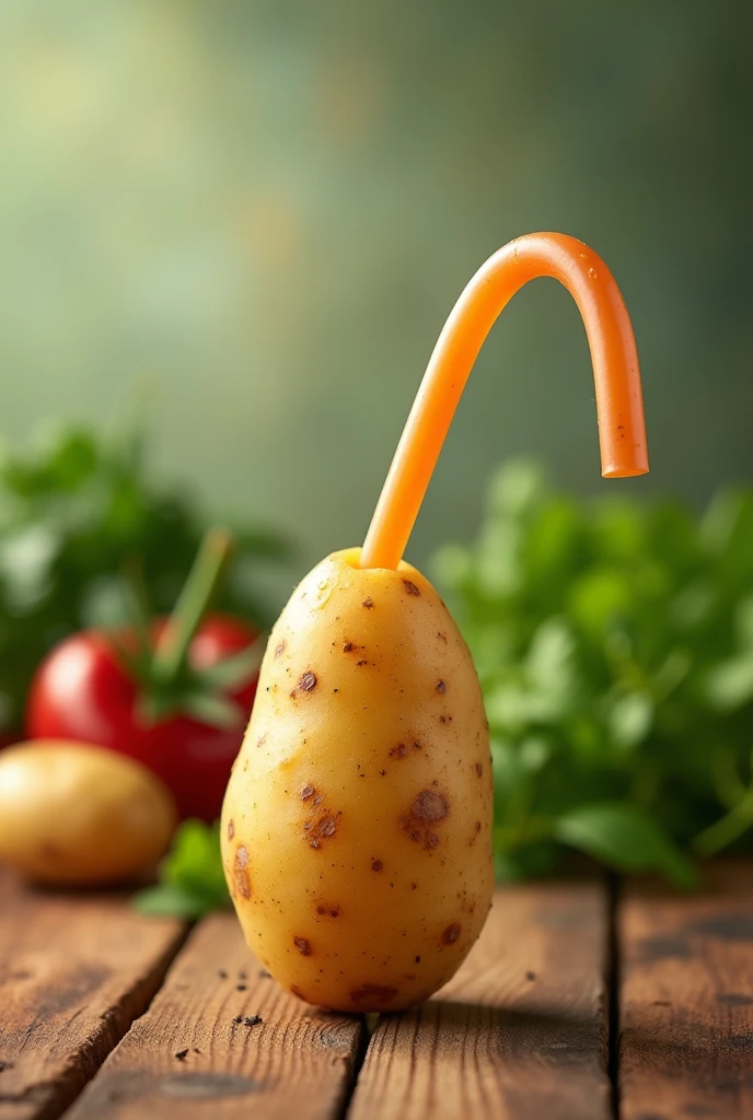 Food logo : straw made from potato aesthetic