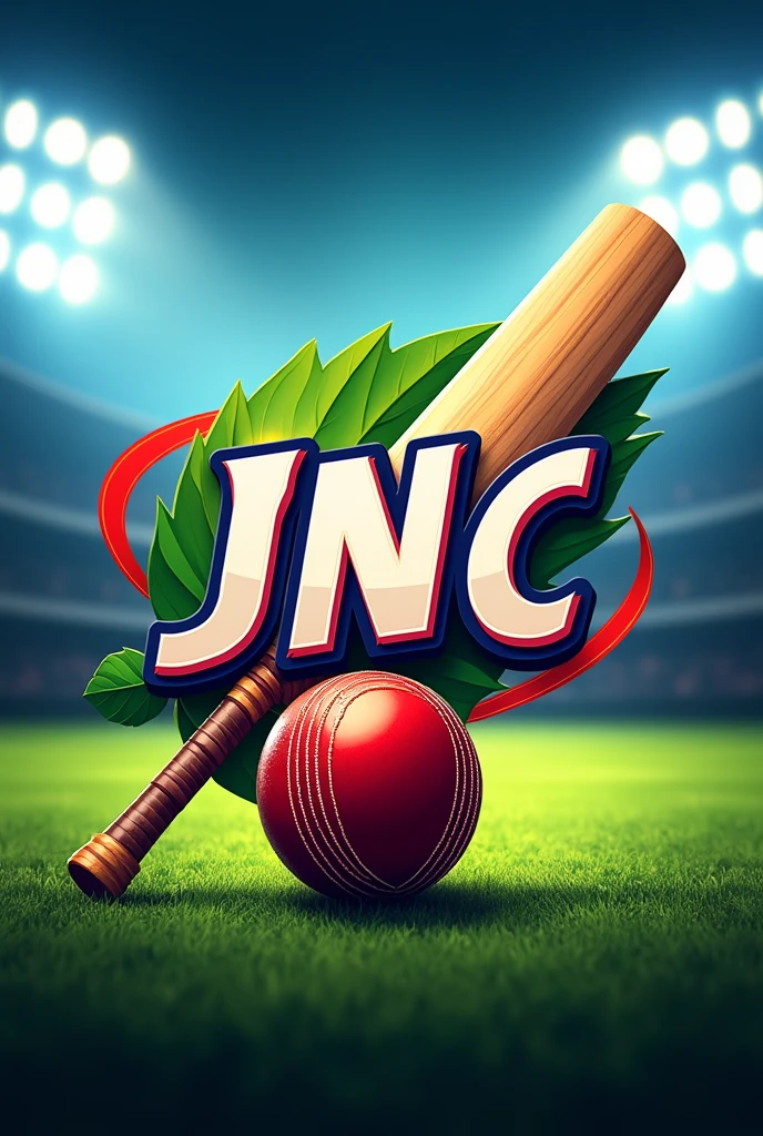 ptofessional Cricket tournament logo with text wrap "JNC " having cricket bat and ball