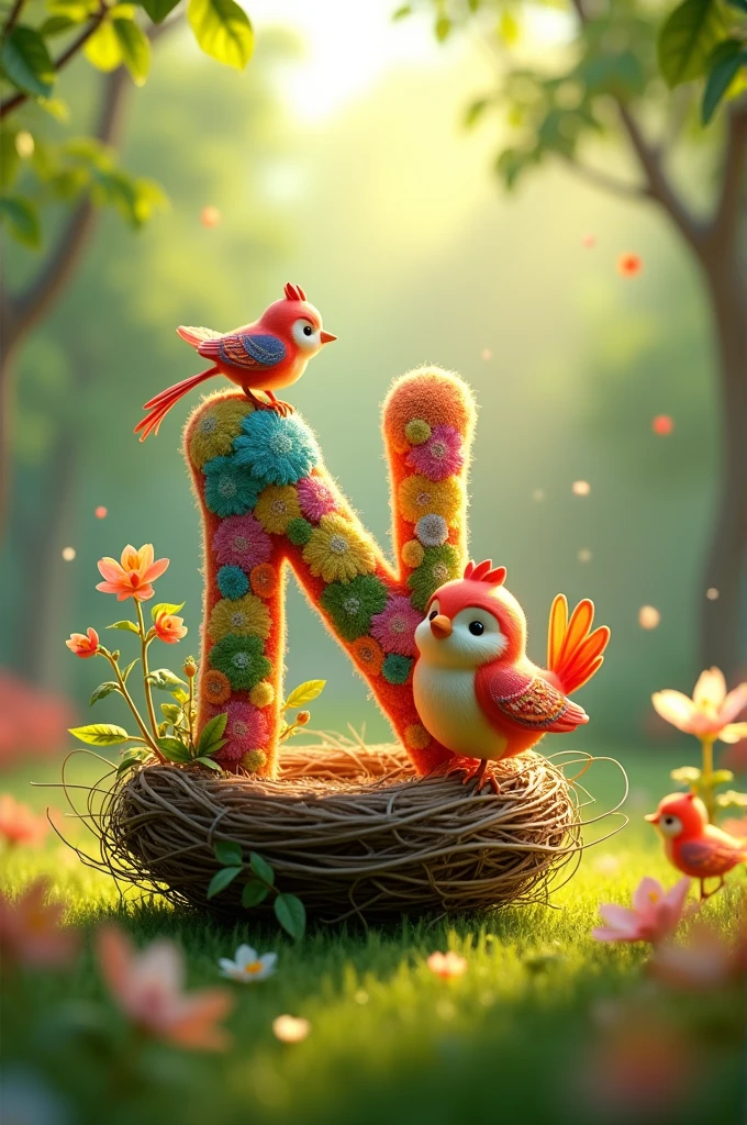 Create an animated image for alphabet N and an talking nest with animation 3D