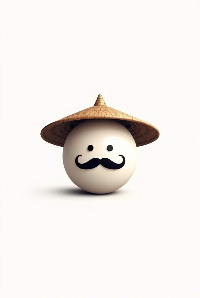 Minimalist logo that has a ball with a Japanese hat and a long sensei mustache
 