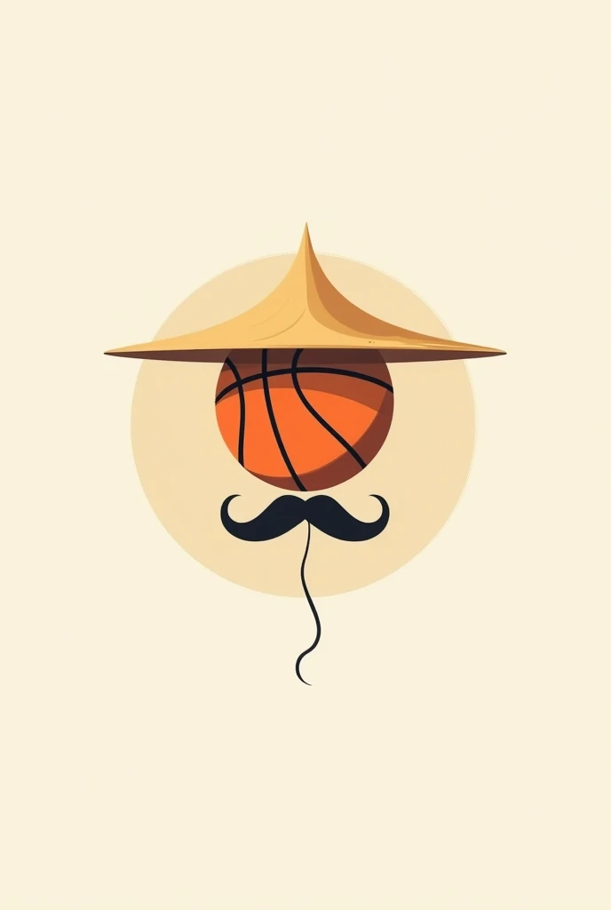 Minimalist logo featuring a basketball with a Japanese hat and a long sensei mustache