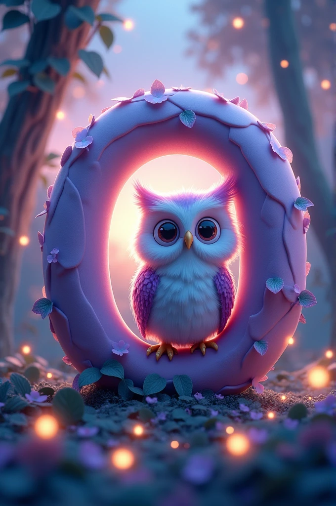 Create an animated image for alphabet O and an talking owel with animation 3D