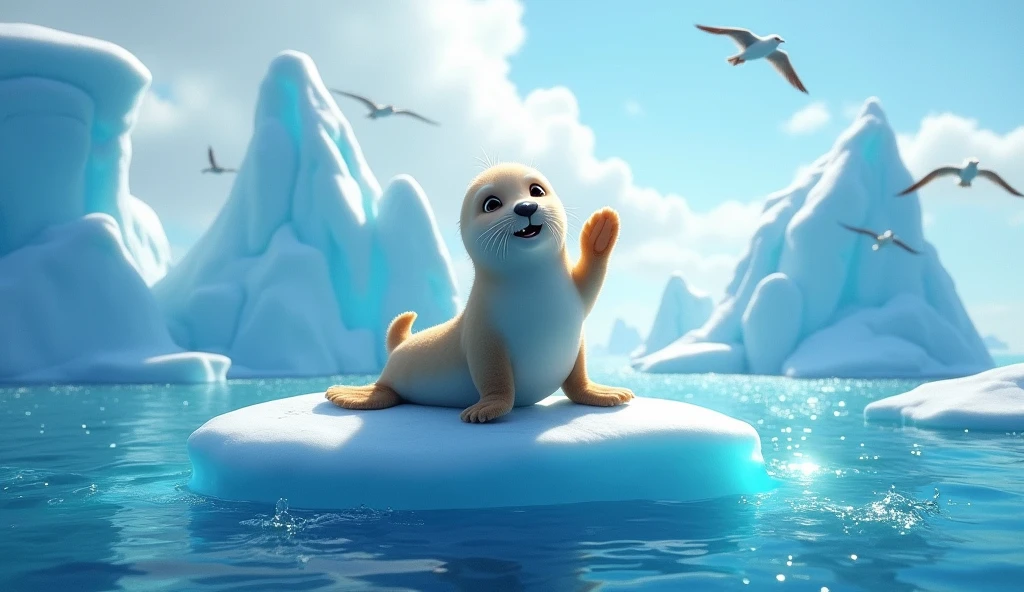 A Seal Waving His Hand In The Iceberg