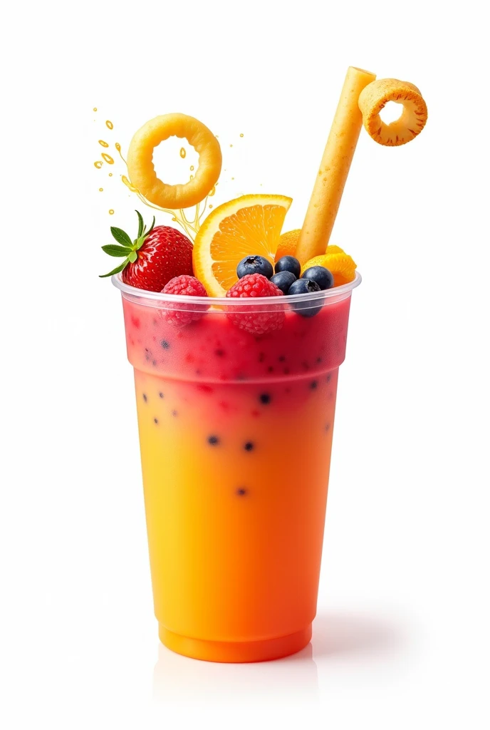 Beautiful Logo : juice that has a potato skin straw in it