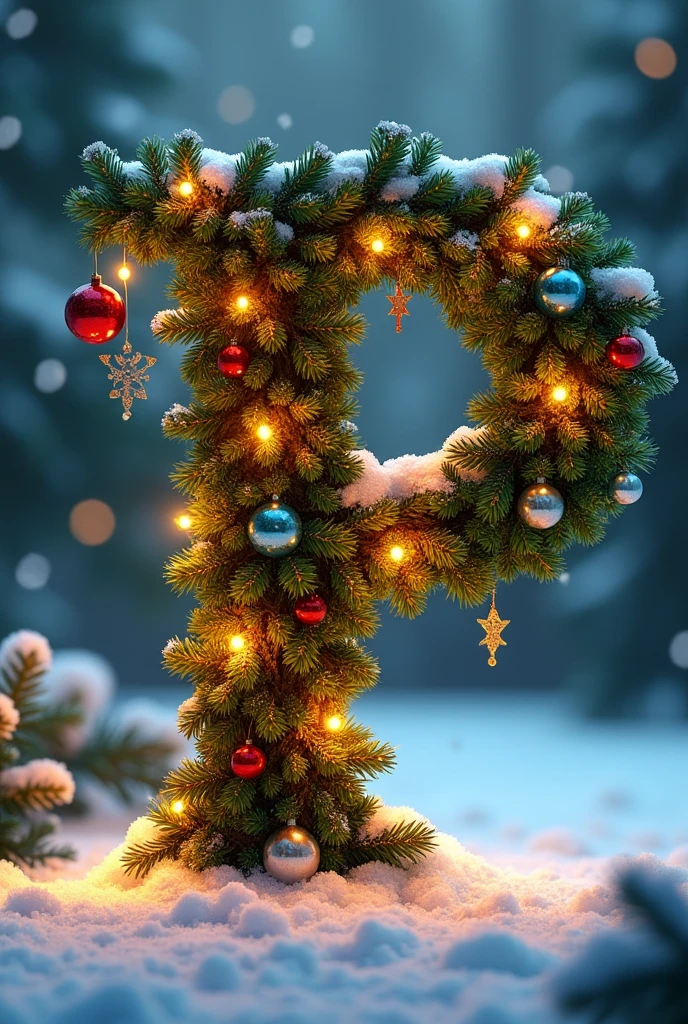 Letter P pine tree xmas style