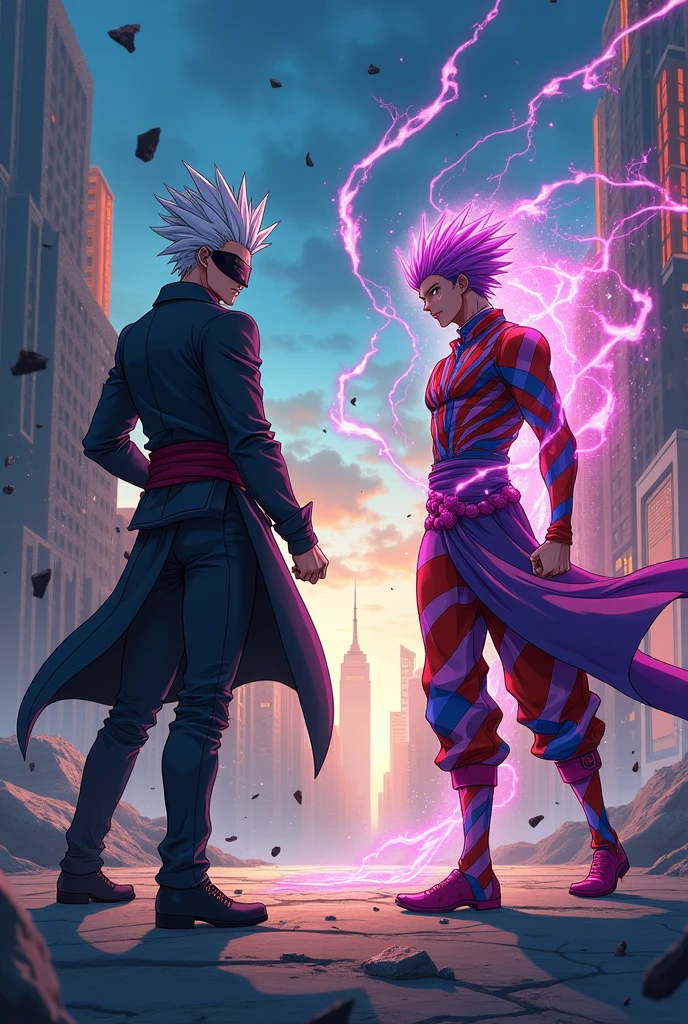 Anime fight scean gojo vs jojo