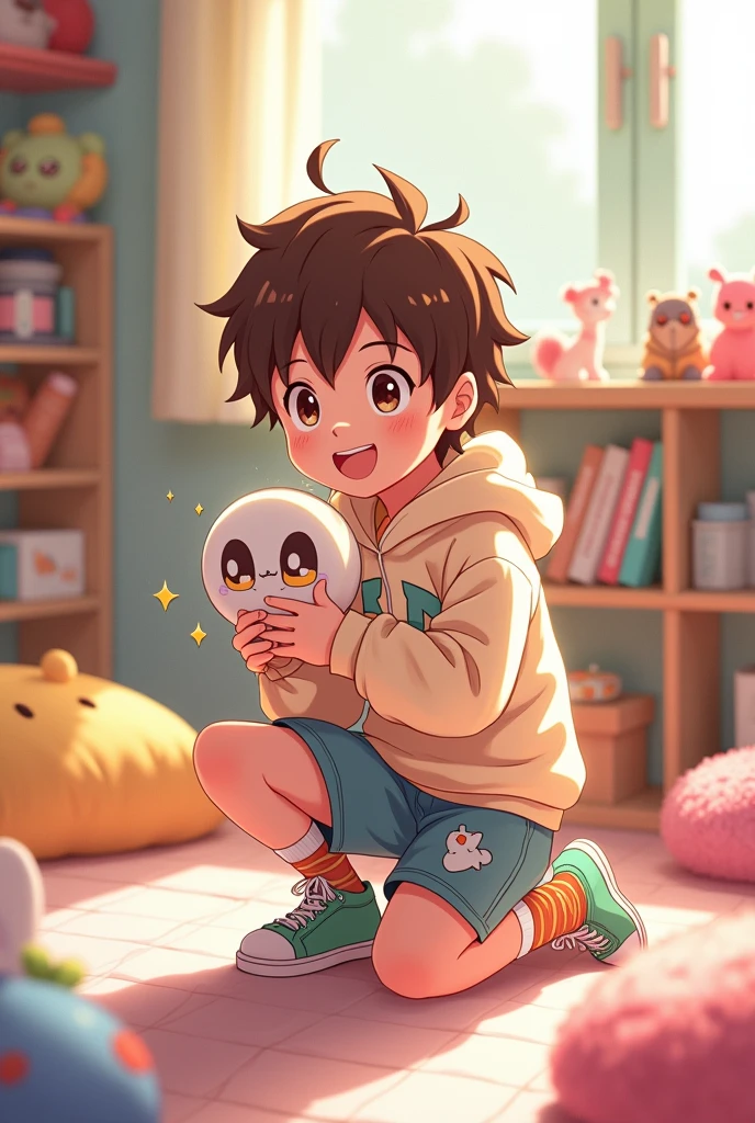 Cute anime of boy with charger