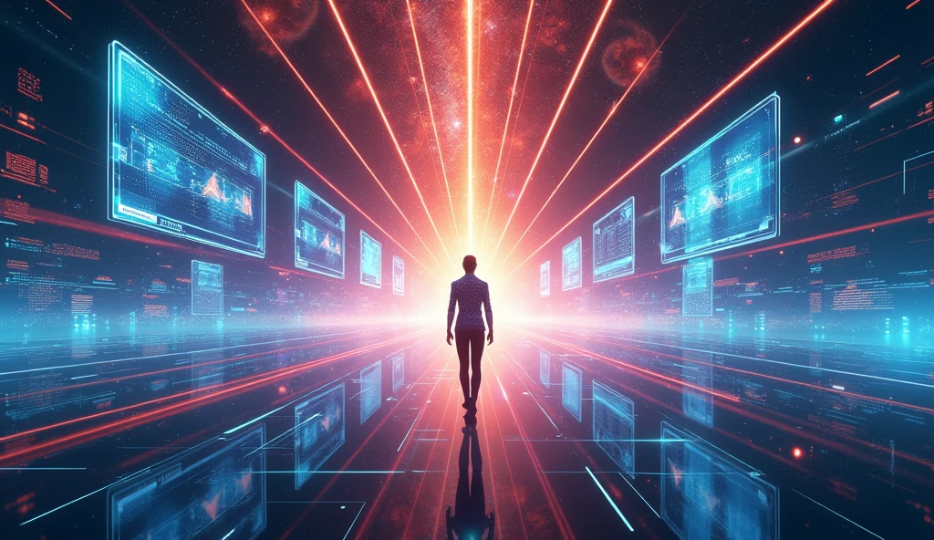 "Transform everything,Create a poster with the theme of "Gathering the Light of Science and Technology",Reflect the characteristics of information science,For festival posters,The pictures are rich and vivid, full of imagination and creativity,8K quality,Master rendering