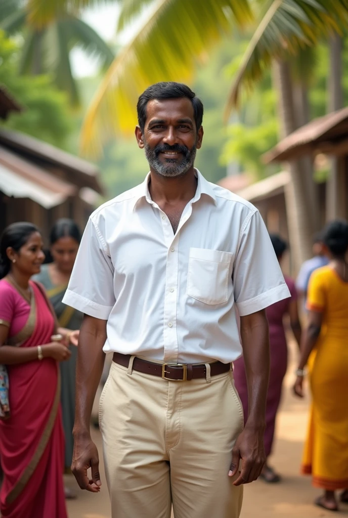 A middle class Christian 35 years old kerala person clothed pants and shirt