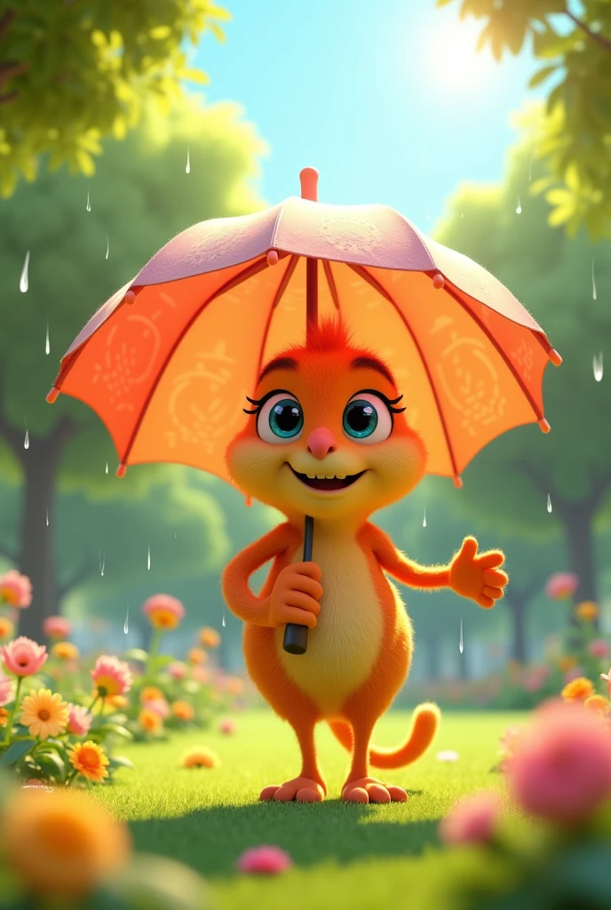 Create an animated image for alphabet U and an talking umbrella with animation 3D
