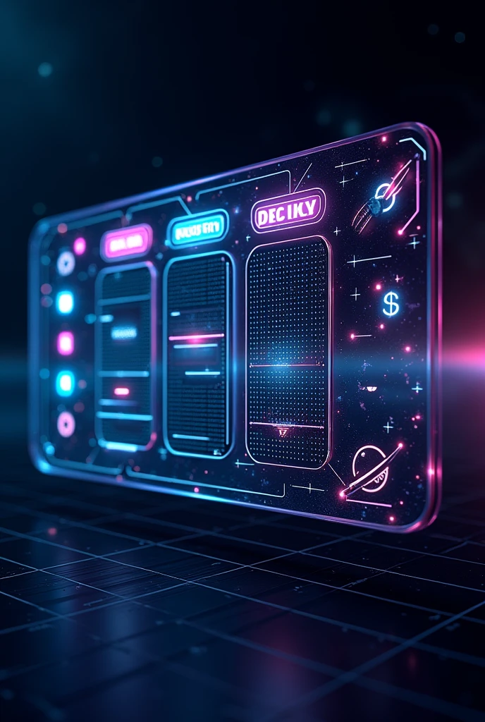 Creat a weekly schedule with sci-fi style. Just a weekly schedule like timetable for school. Full screen. Not include any person