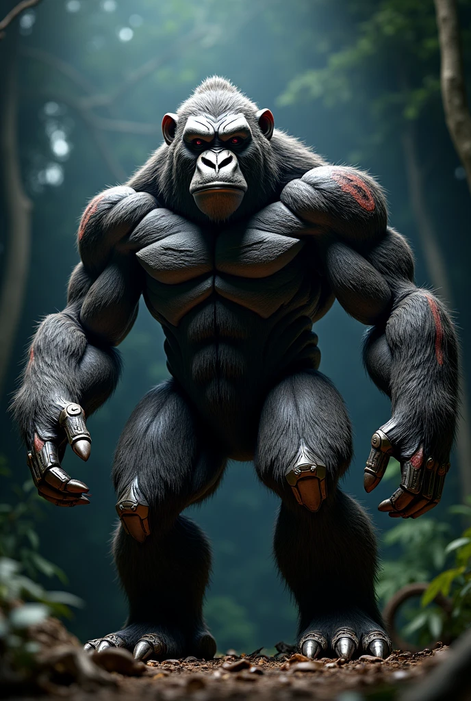 optimus primal,ape,beast wars transformers,optimus prime beast form,detailed 3d render,highly detailed,intricate details,ultra-detailed,hyper realistic,cgi,photorealistic,masterpiece,award winning,cinematic lighting,dramatic lighting,epic scene,dynamic pose,powerful,muscular,aggressive,intense expression,intense gaze,fierce,intimidating,dark shadows,moody atmosphere,gritty,rugged,sharp focus,vivid colors,cinematic composition